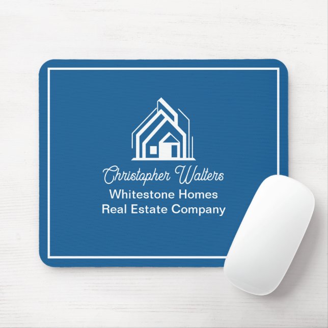 Blue Real Estate Company Personalized Realtor Mouse Mat (With Mouse)