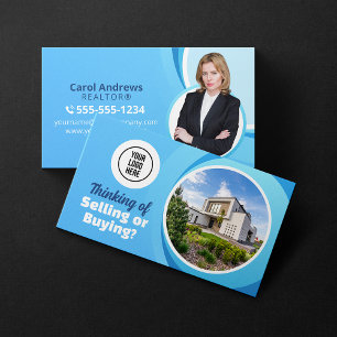 Blue Real Estate Market Report Realtor & Broker Business Card