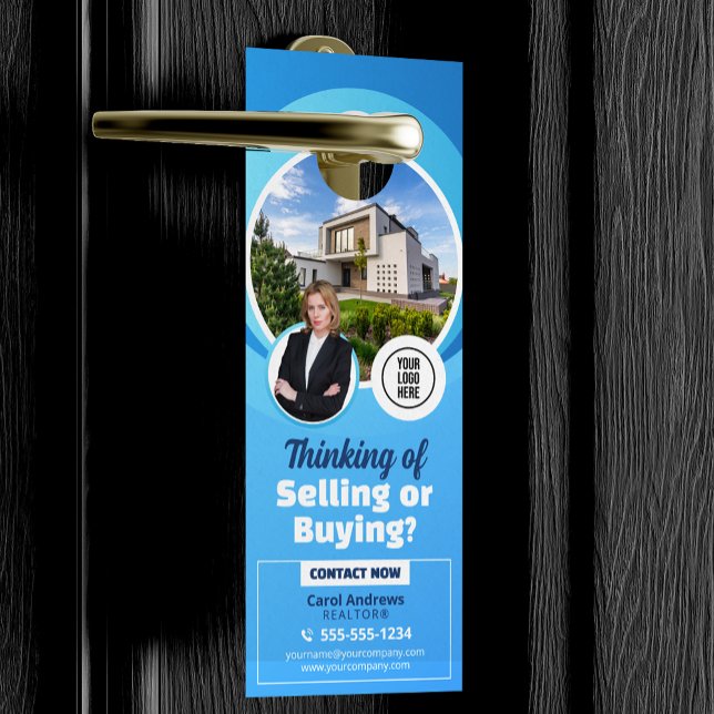 Blue Real Estate Market Report Realtor & Broker Door Hanger (Creator Uploaded)