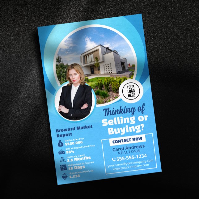 Blue Real Estate Market Report Realtor & Broker Flyer (Creator Uploaded)