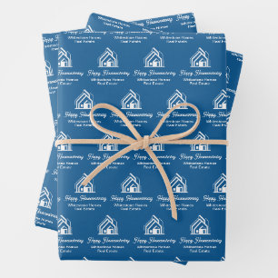 Blue Realtor Custom Real Estate Company Wrapping Paper Sheet
