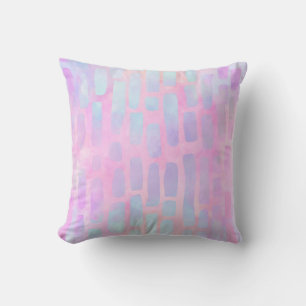 Blue Rectangle Shapes on Pink Background  Cushion