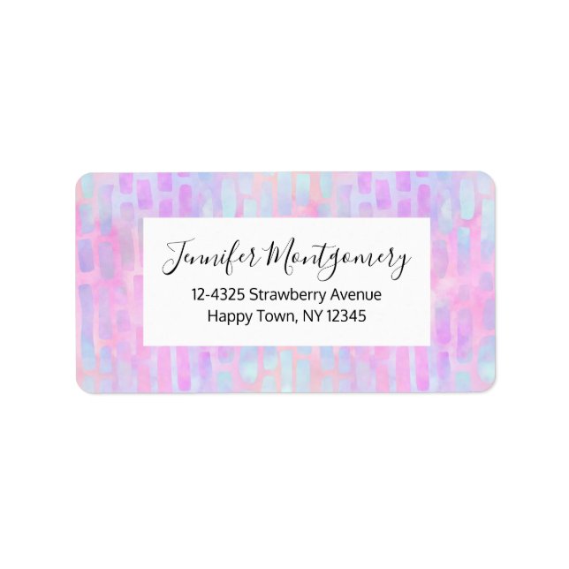 Blue Rectangle Shapes on Pink Background Label (Front)