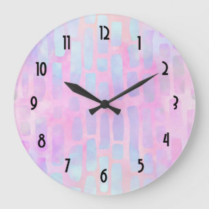Blue Rectangle Shapes on Pink Background  Large Clock