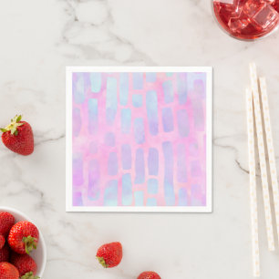 Blue Rectangle Shapes on Pink Background  Napkin