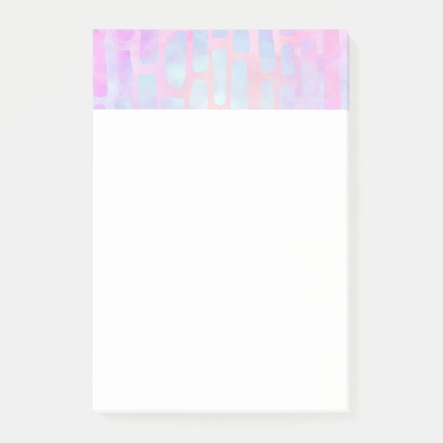 Blue Rectangle Shapes on Pink Background Post-it Notes (Front)