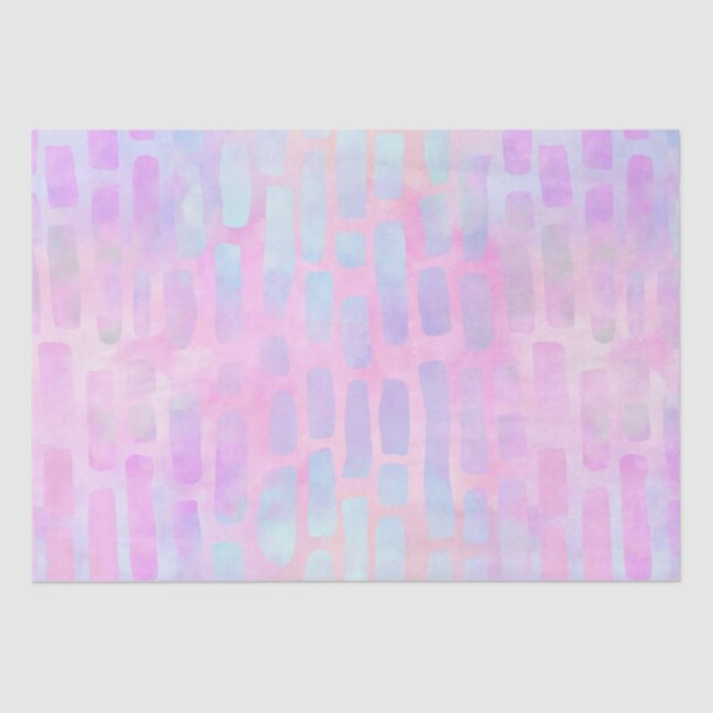 Blue Rectangle Shapes on Pink Background  Tissue Paper (Front)