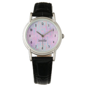 Blue Rectangle Shapes on Pink Background  Watch