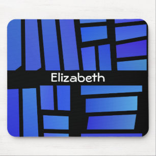 Blue Rectangle Tiles Personalised Mouse Mat