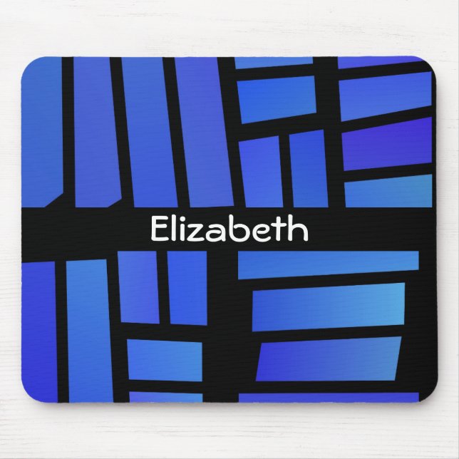 Blue Rectangle Tiles Personalised Mouse Mat (Front)