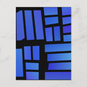 Blue Rectangular Tiles on a Black background Postcard