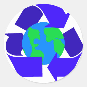blue recycle classic round sticker