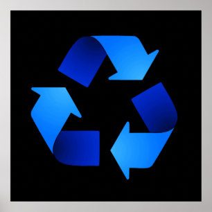 Blue Recycling Symbol Poster