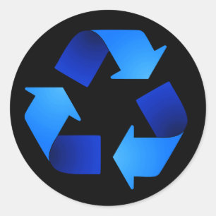Blue Recycling Symbol Sticker