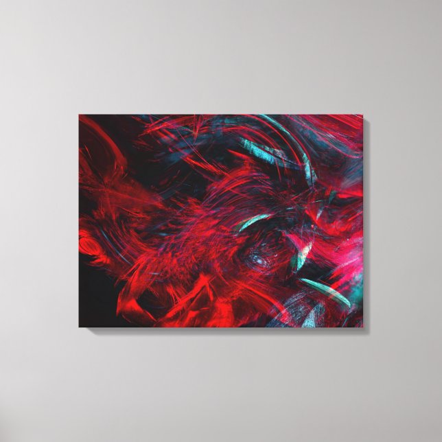 Blue & Red Abstract Art Canvas Print (Front)