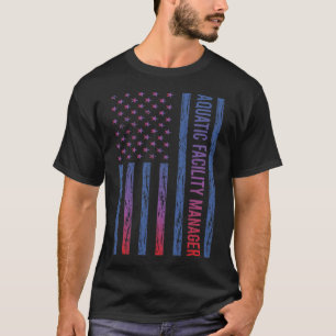 Blue Red American Flag Aquatic Facility Manager T-Shirt