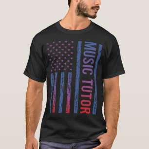 Blue Red American Flag Music Tutor T-Shirt
