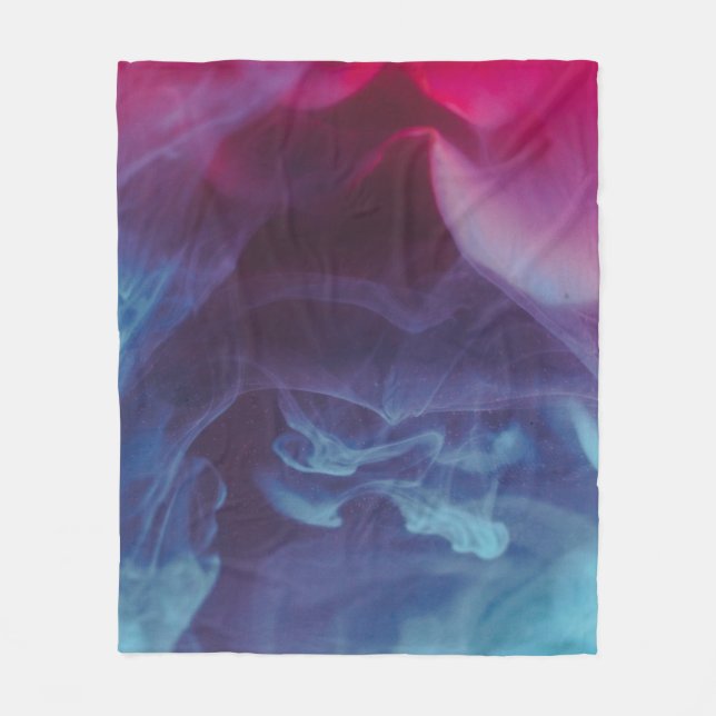 Blue, red, and black smoke digital wallpaper fleece blanket (Front)