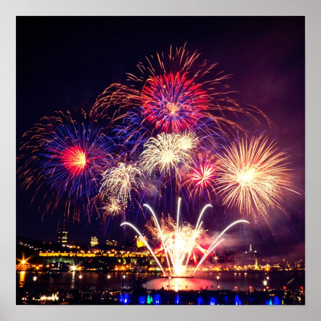 Blue, Red and Gold Fireworks Poster (Front)