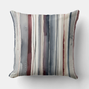 Blue, Red and Gray Stripes Cushion