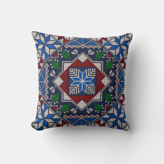 Blue,Red and Green Tatreez Pattern Cushion