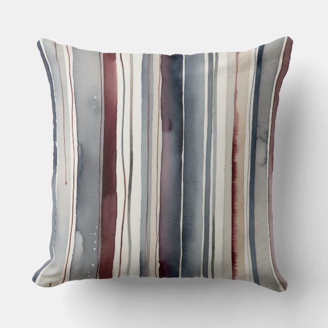 Blue, Red and Grey Stripes Cushion (Front)