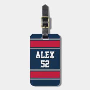 Blue Red and Silver Football Themed Luggage Tag