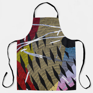 Blue red and white abstract painting apron
