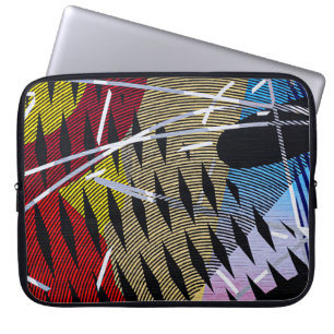Blue red and white abstract painting laptop sleeve