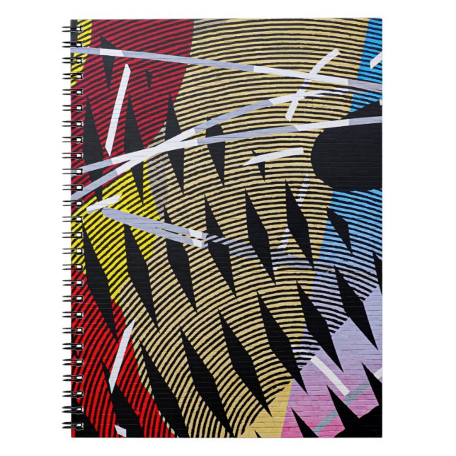 Blue red and white abstract painting notebook (Front)