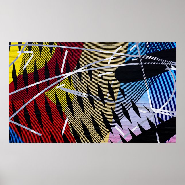 Blue red and white abstract painting poster (Front)