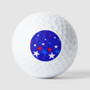 Blue, Red and White Star Pattern Golf Balls