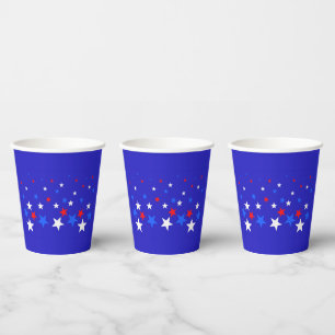 Blue, Red and White Star Pattern Paper Cups