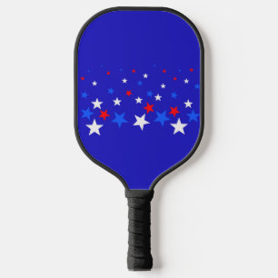 Blue, Red and White Star Pattern Pickleball Paddle