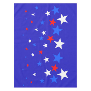 Blue, Red and White Star Pattern Tablecloth