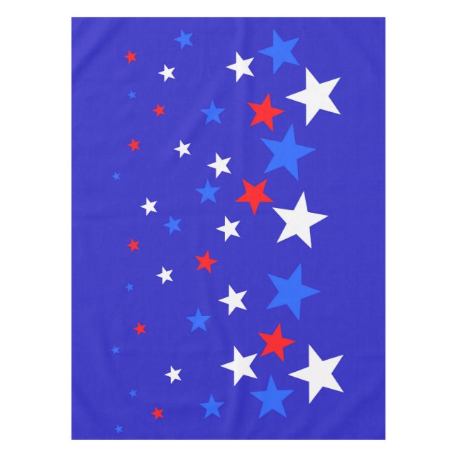 Blue, Red and White Star Pattern Tablecloth (Front)
