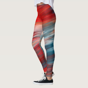 Blue Red and White Streaks Leggings