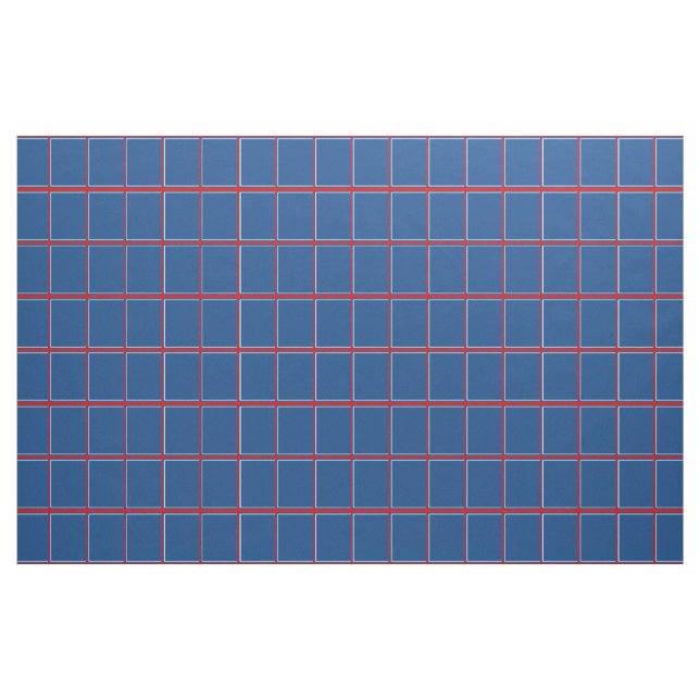 Blue Red and White Windowpane Check Fabric (Yard)