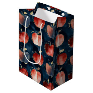 Blue Red Apples Best Teacher   Medium Gift Bag