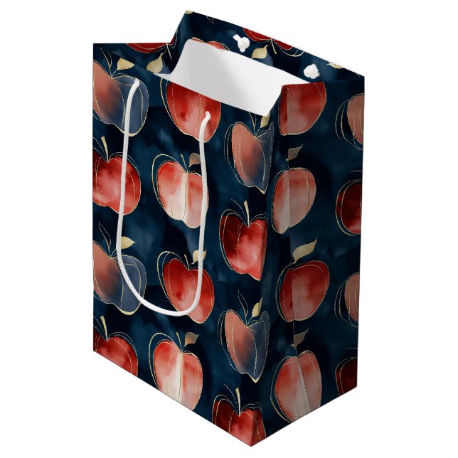 Blue Red Apples Best Teacher   Medium Gift Bag (Front Angled)