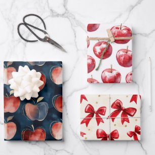 Blue Red Apples  Wrapping Paper Sheet