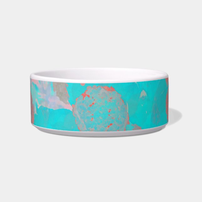 Blue red art of romantic floral / flower pattern bowl (Front)