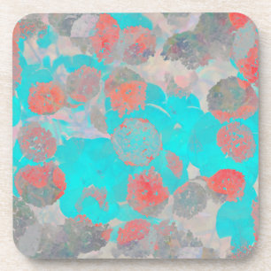 Blue red art of romantic floral / flower pattern coaster