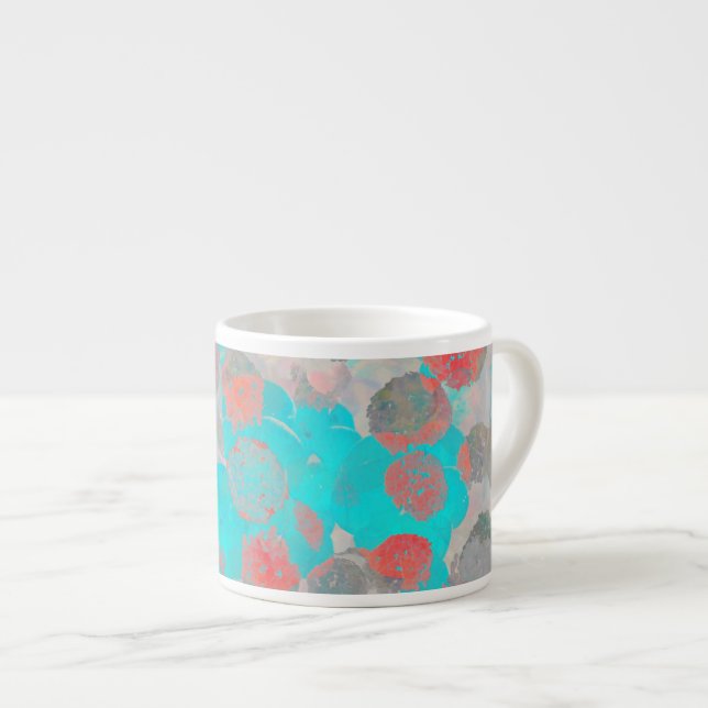 Blue red art of romantic floral / flower pattern espresso cup (Front Right)