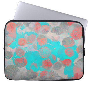 Blue red art of romantic floral / flower pattern laptop sleeve