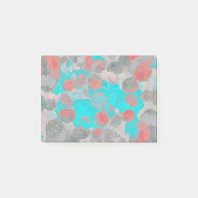 Blue red art of romantic floral / flower pattern post-it notes (Front)