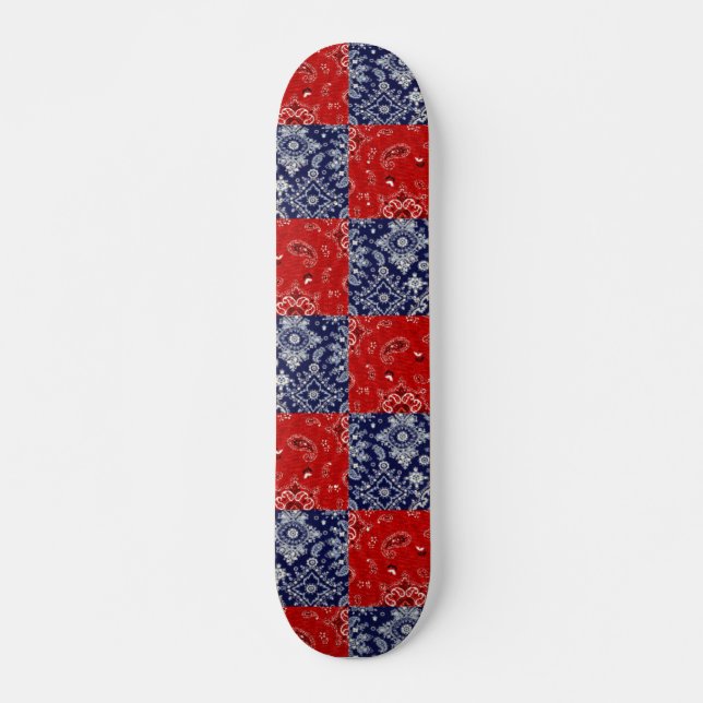 Blue & Red Bandanna Skateboard (Front)