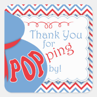 Blue & Red Belly Bump Baby Shower Favour Stickers