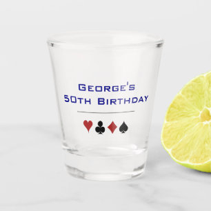 Blue Red Black Gambling Casino Card Suits Birthday Shot Glass