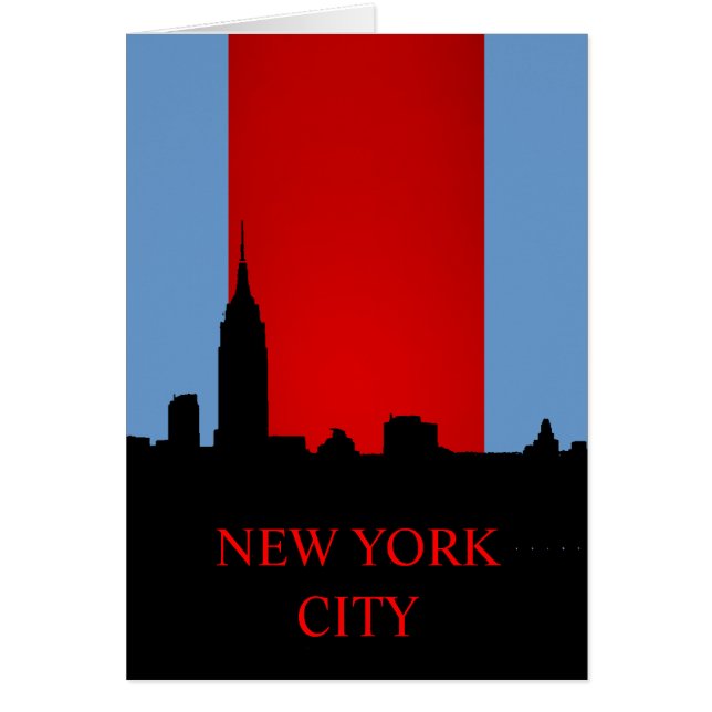 Blue Red Black New York Silhouette Card (Front)